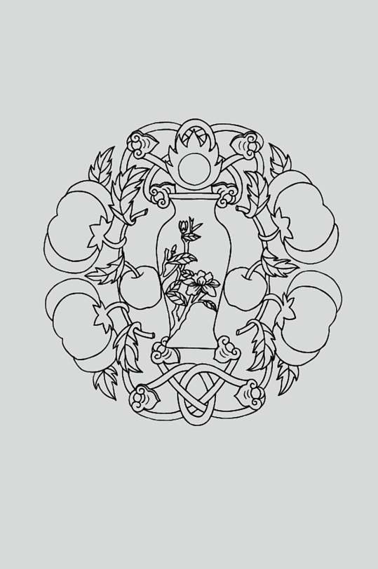 南瓜黑色手绘古典线描纹样矢量素材