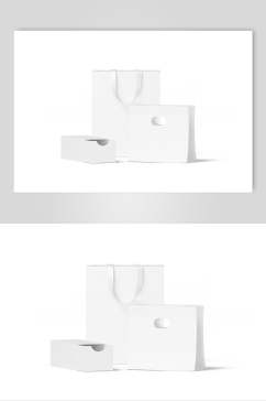 麻绳立体方形盒子白手提袋样机
