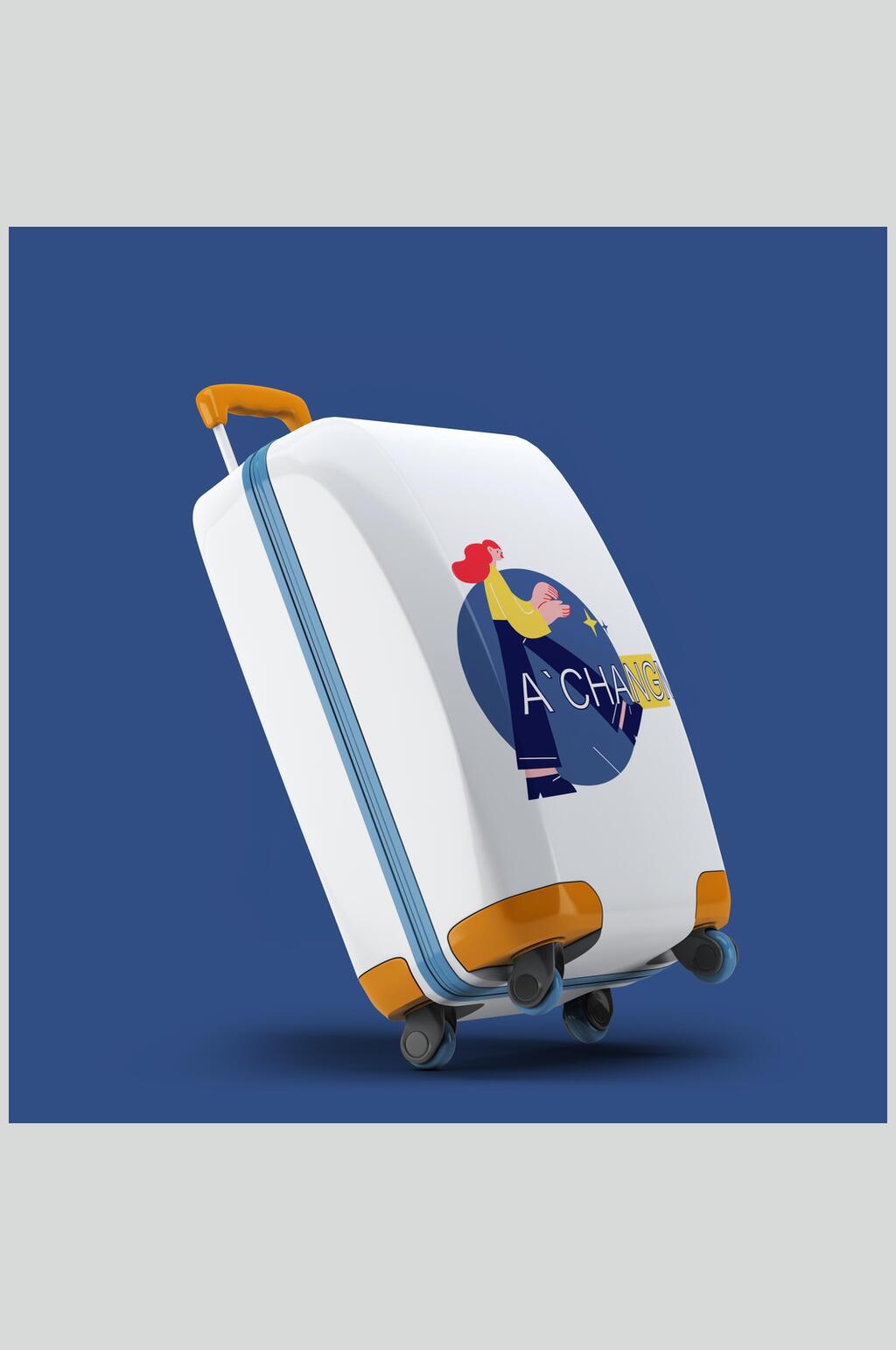 侧面行李箱企业IP形象文创样机素材