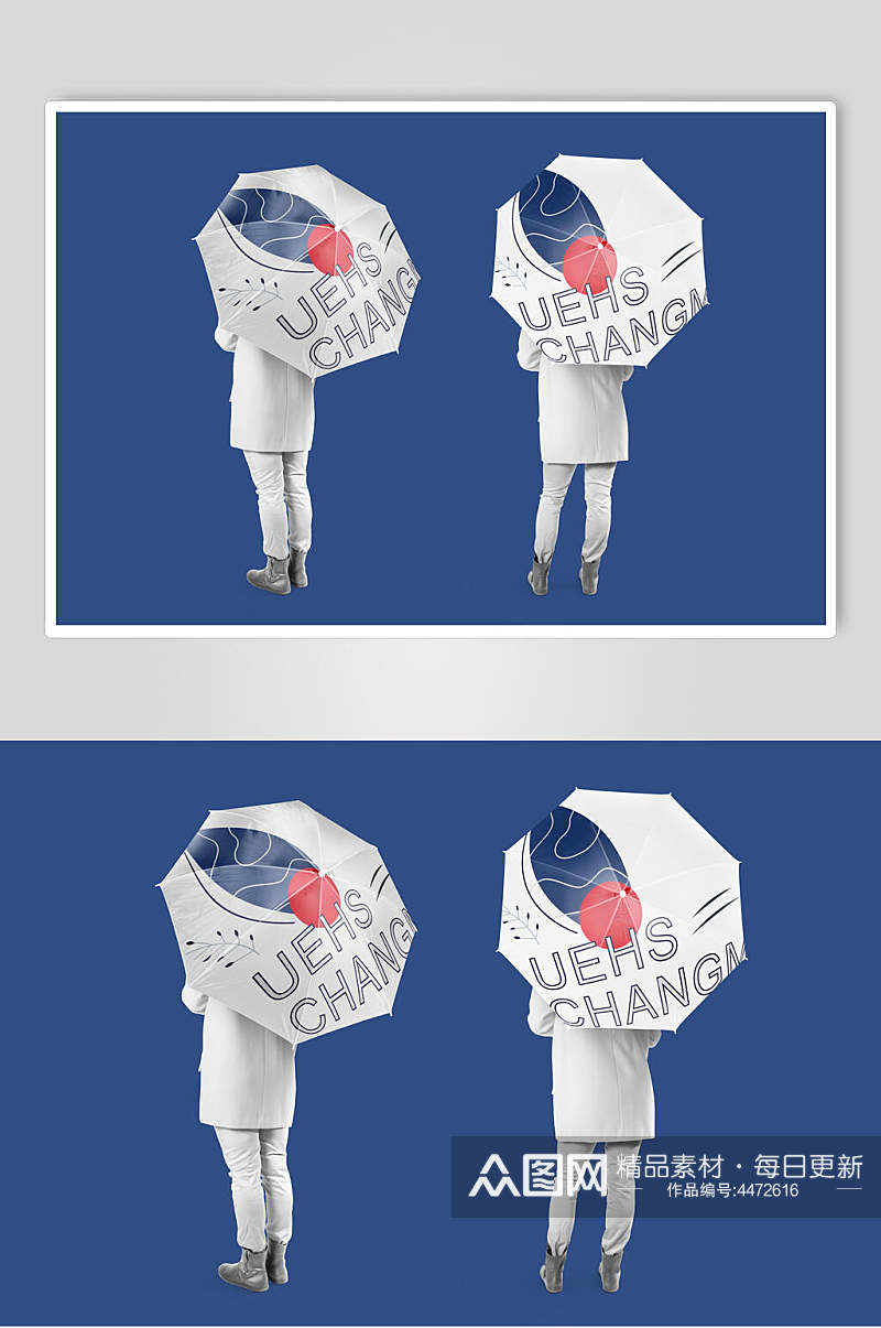 衣服雨伞线条英文品牌形象VI样机素材