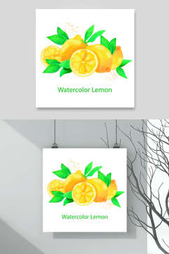 叶子黄绿简约手绘柠檬矢量素材