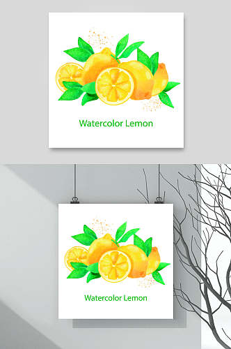 叶子黄绿简约手绘柠檬矢量素材