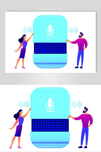 绿色男女渐变声音简约应用矢量素材