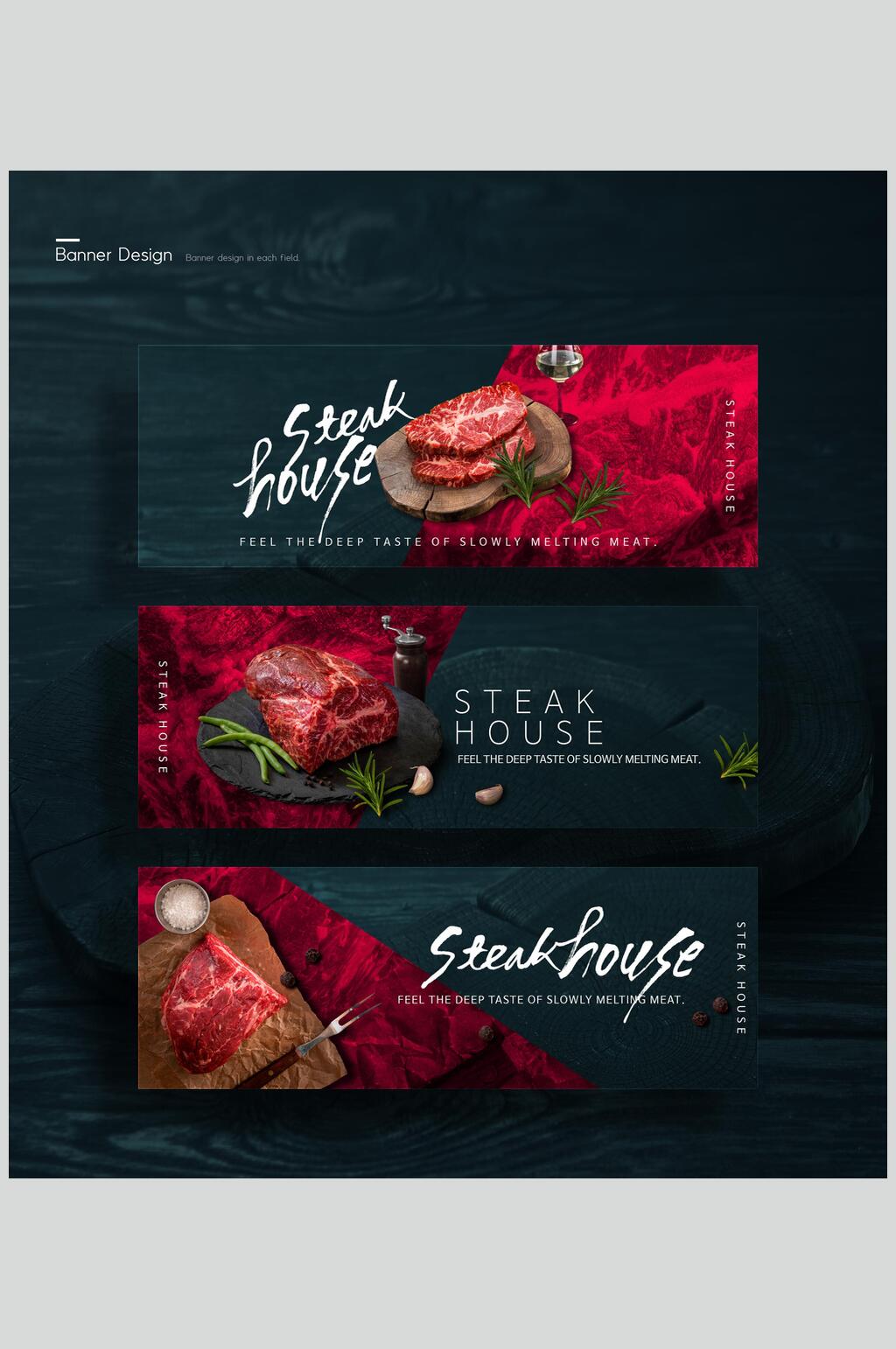 肉类蓝红英文简约时尚网页设计素材素材