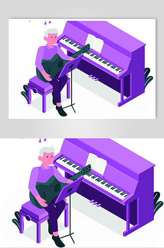 创意钢琴紫色生活矢量素材