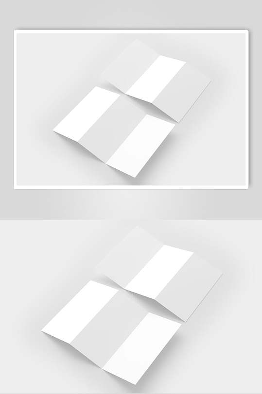 长方形阴影纸张白色三折页样机