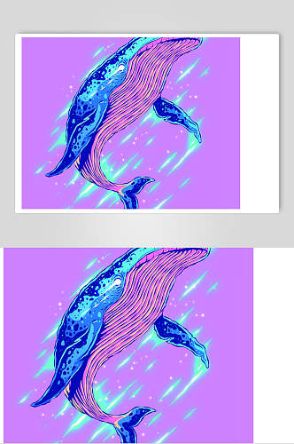 线条鲸鱼炫酷动物图案矢量素材