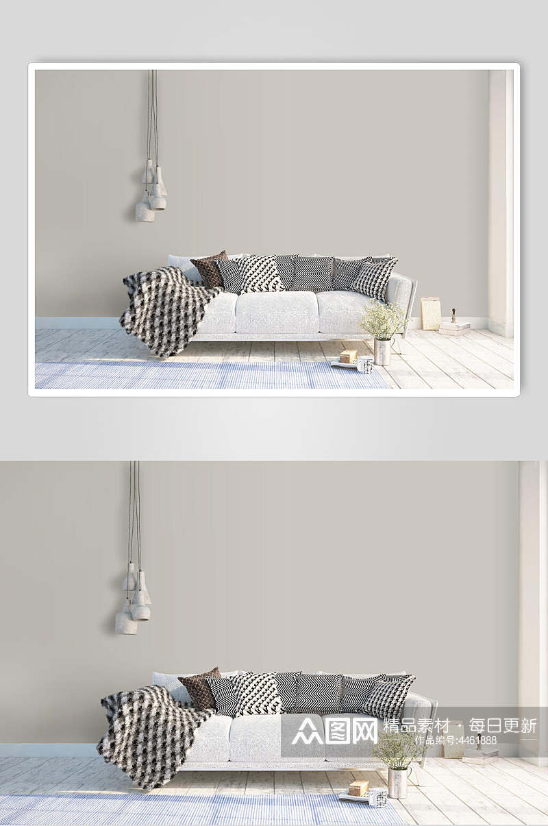 沙发北欧现代家居墙壁墙纸样机素材
