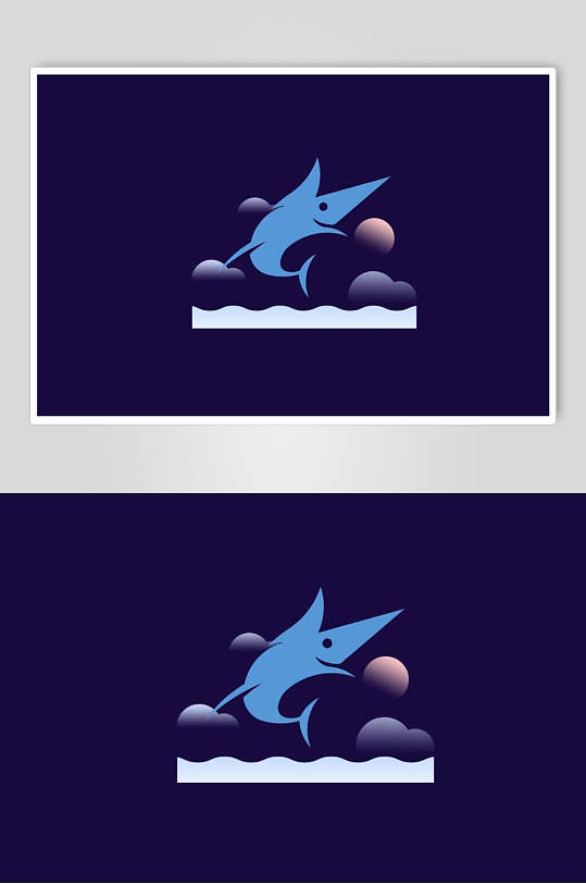 鲨鱼蓝色运动清新动物渐变图表素材