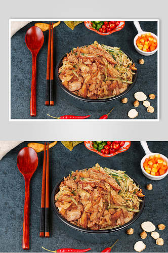 创意筷子孜然烤肉拌饭摄影图片