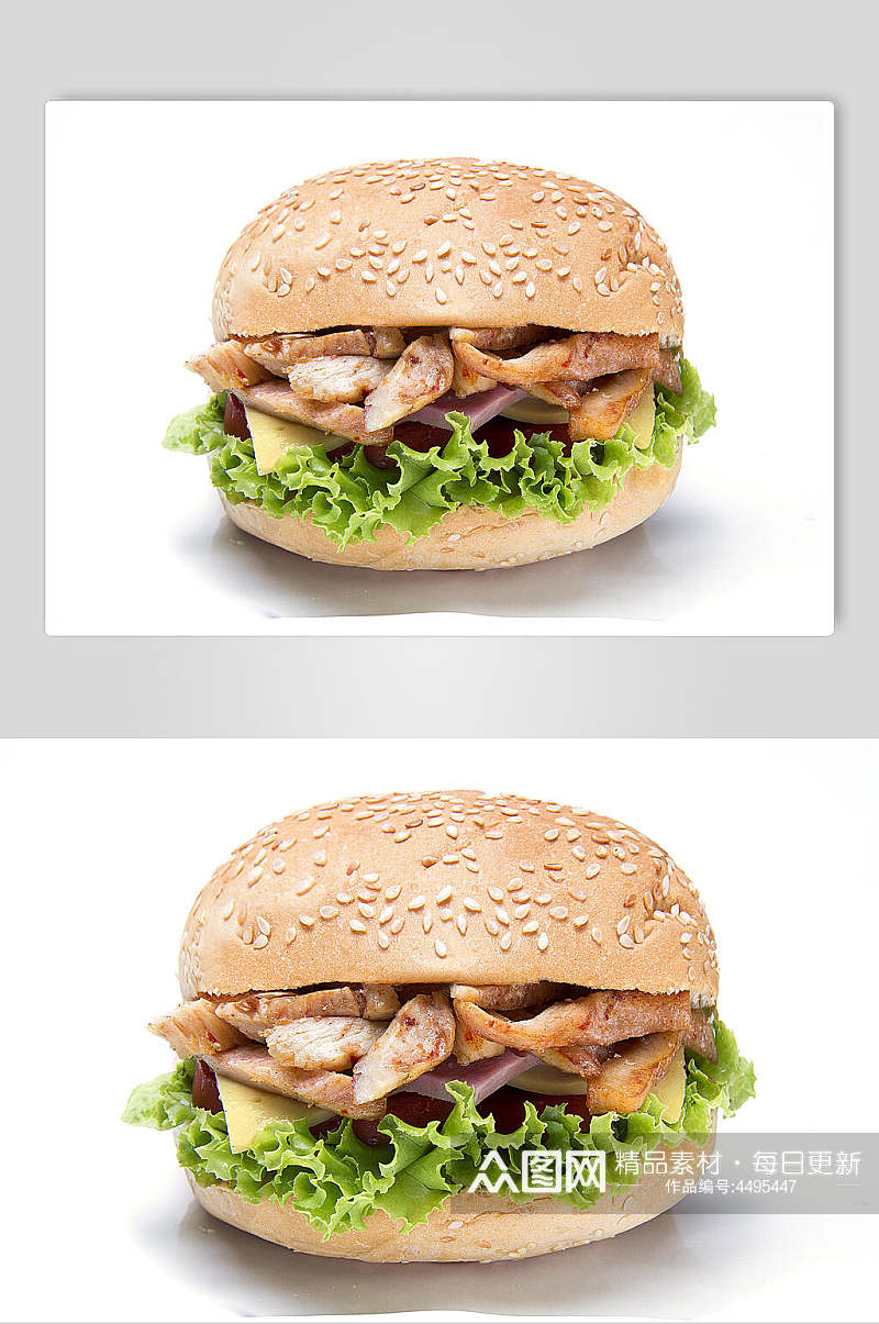 海鲜白底汉堡食物图片素材