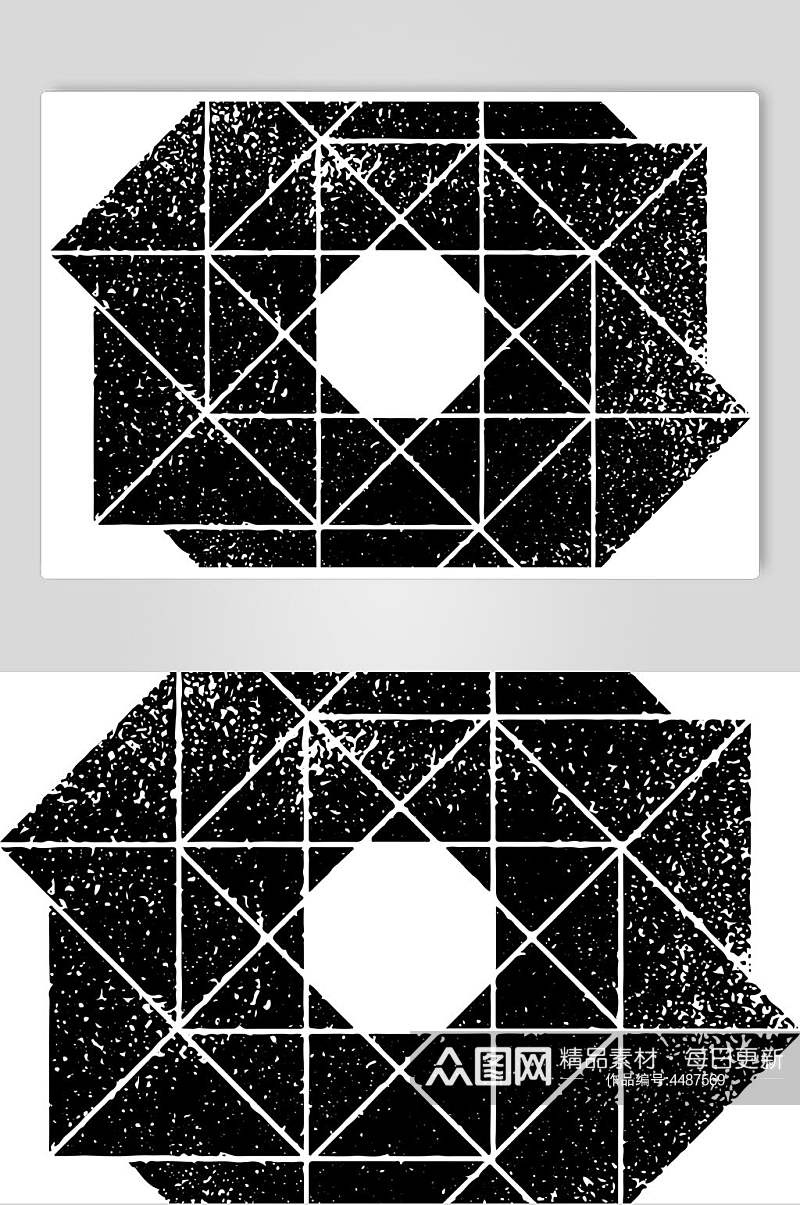 简约色块黑色手绘几何图形矢量素材素材