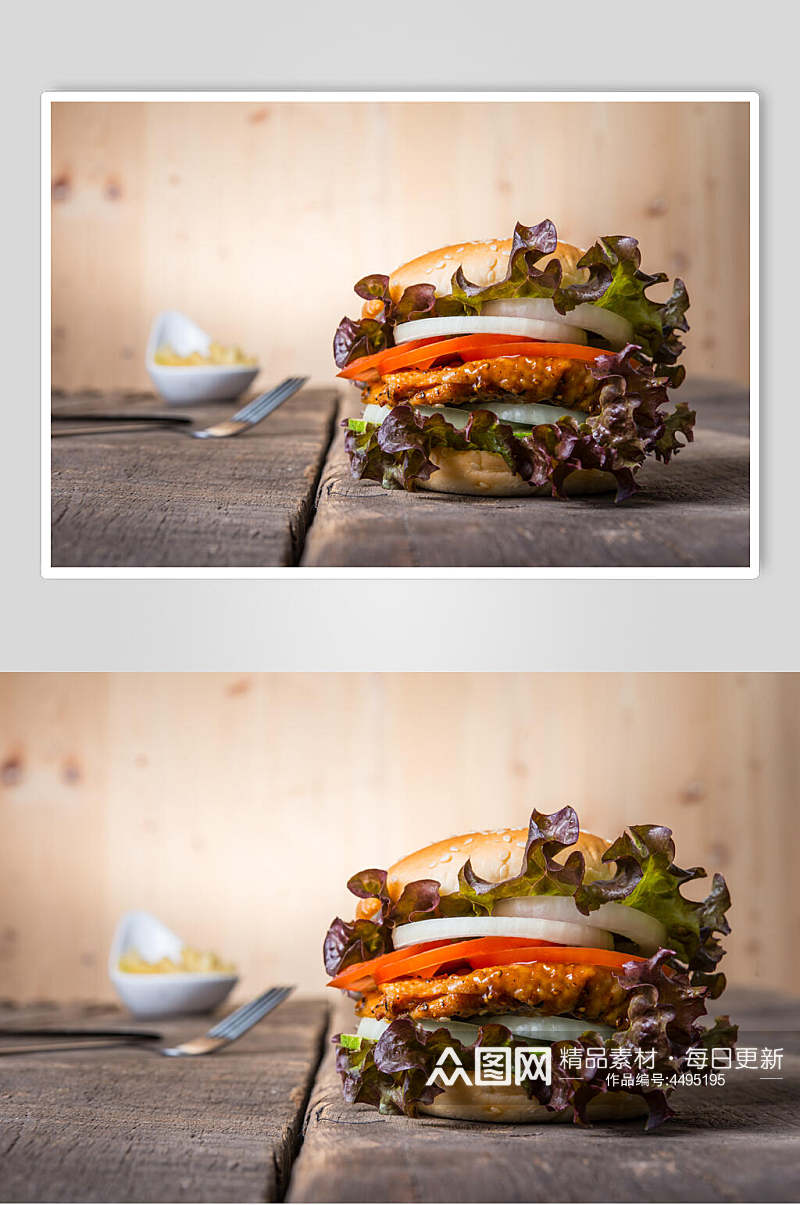 生菜餐饮汉堡美味效果图高清图片素材