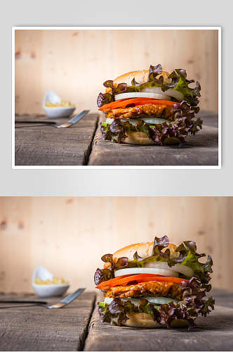 生菜餐饮汉堡美味效果图高清图片