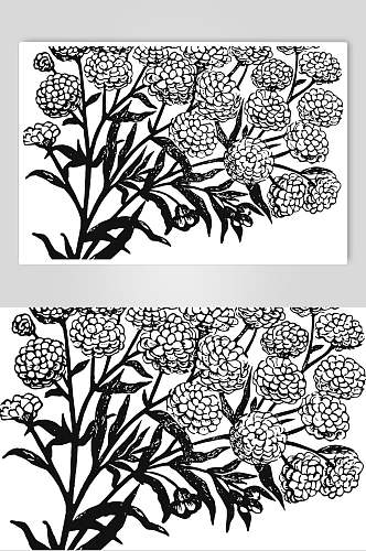 叶子黑色简约植物花卉手绘矢量素材
