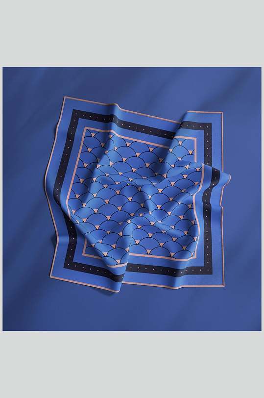 线条条纹褶皱蓝色丝巾方巾样机