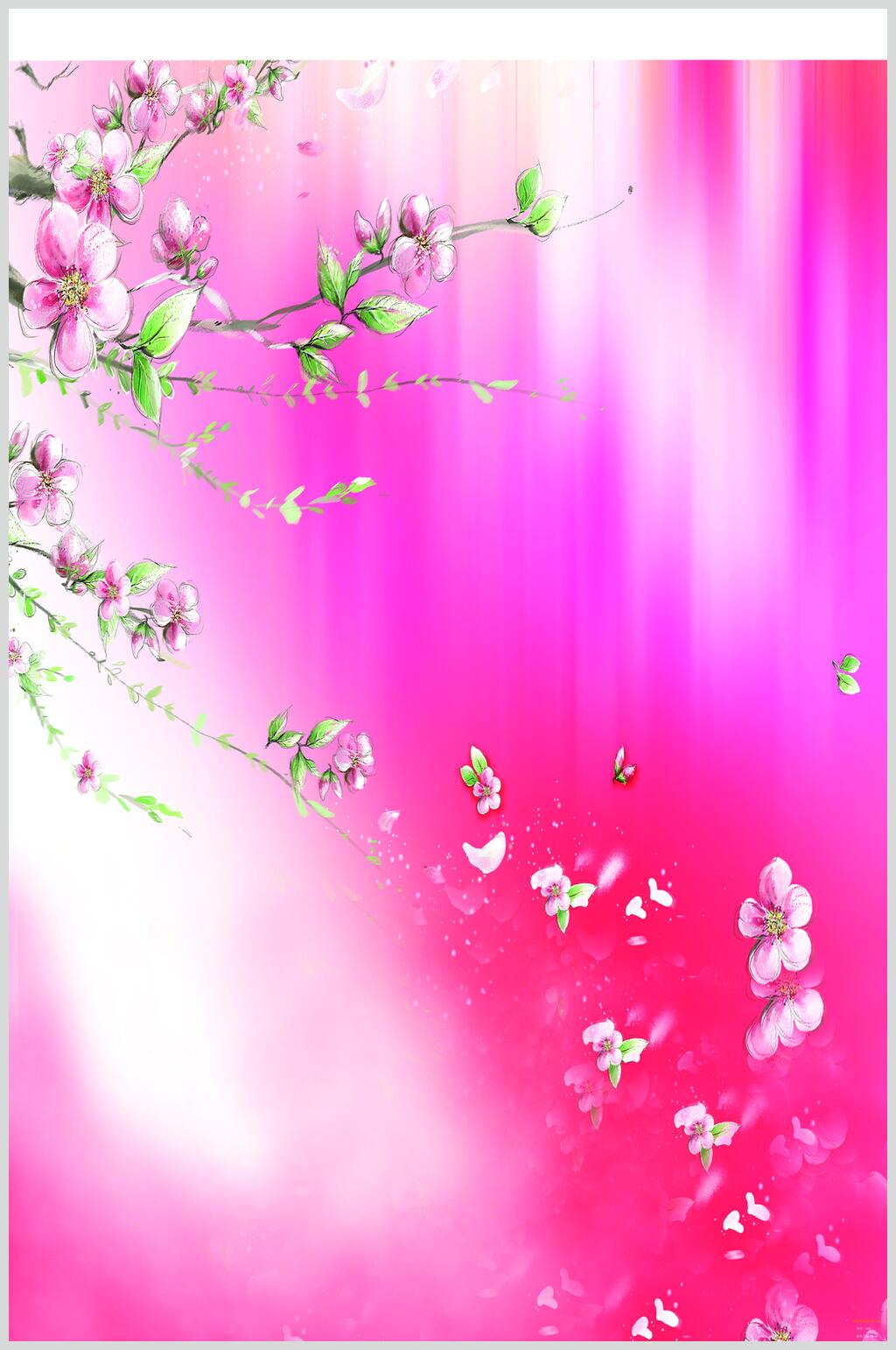 花朵渐变粉叶子欧式田园风图片素材