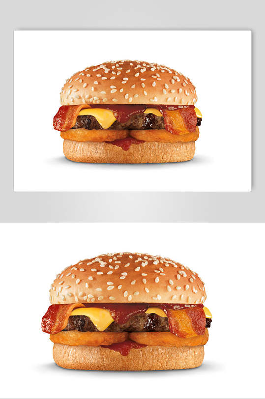 秘制白底汉堡食物图片