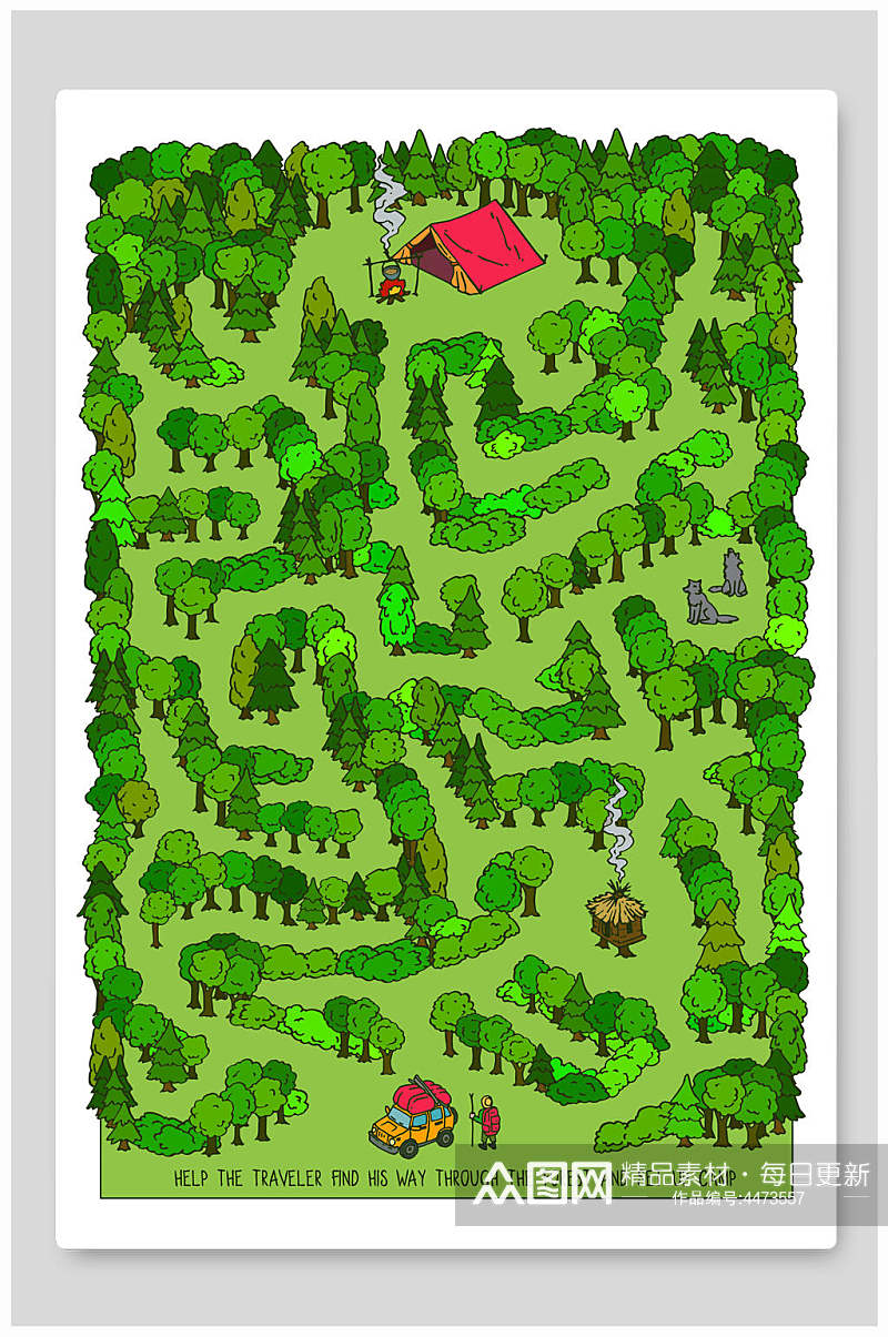 绿色迷宫矢量插画素材