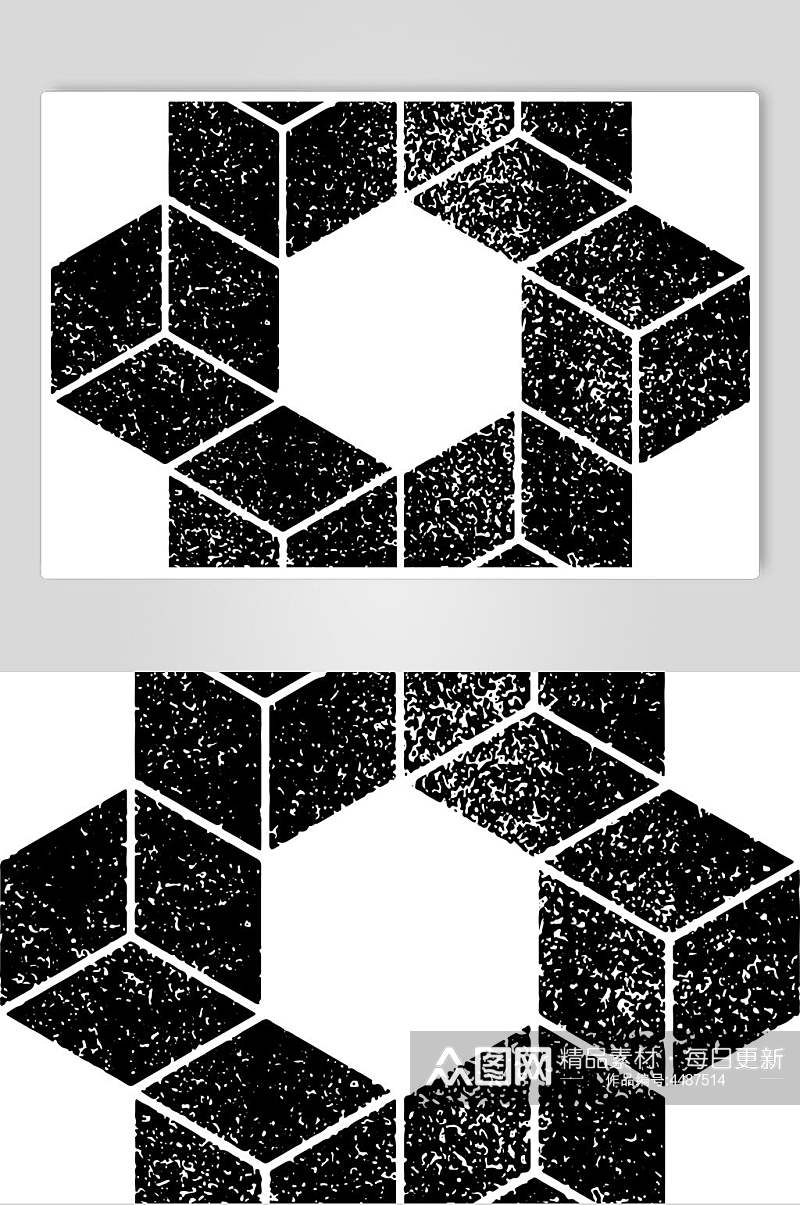 方形黑色手绘简约几何图形矢量素材素材