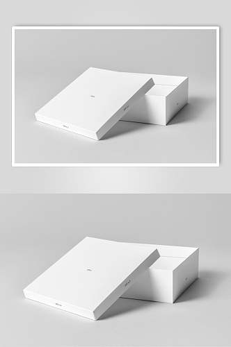 白色打开的简约鞋盒纸盒样机