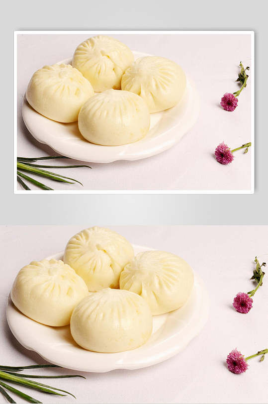 极简小笼包早茶摄影图
