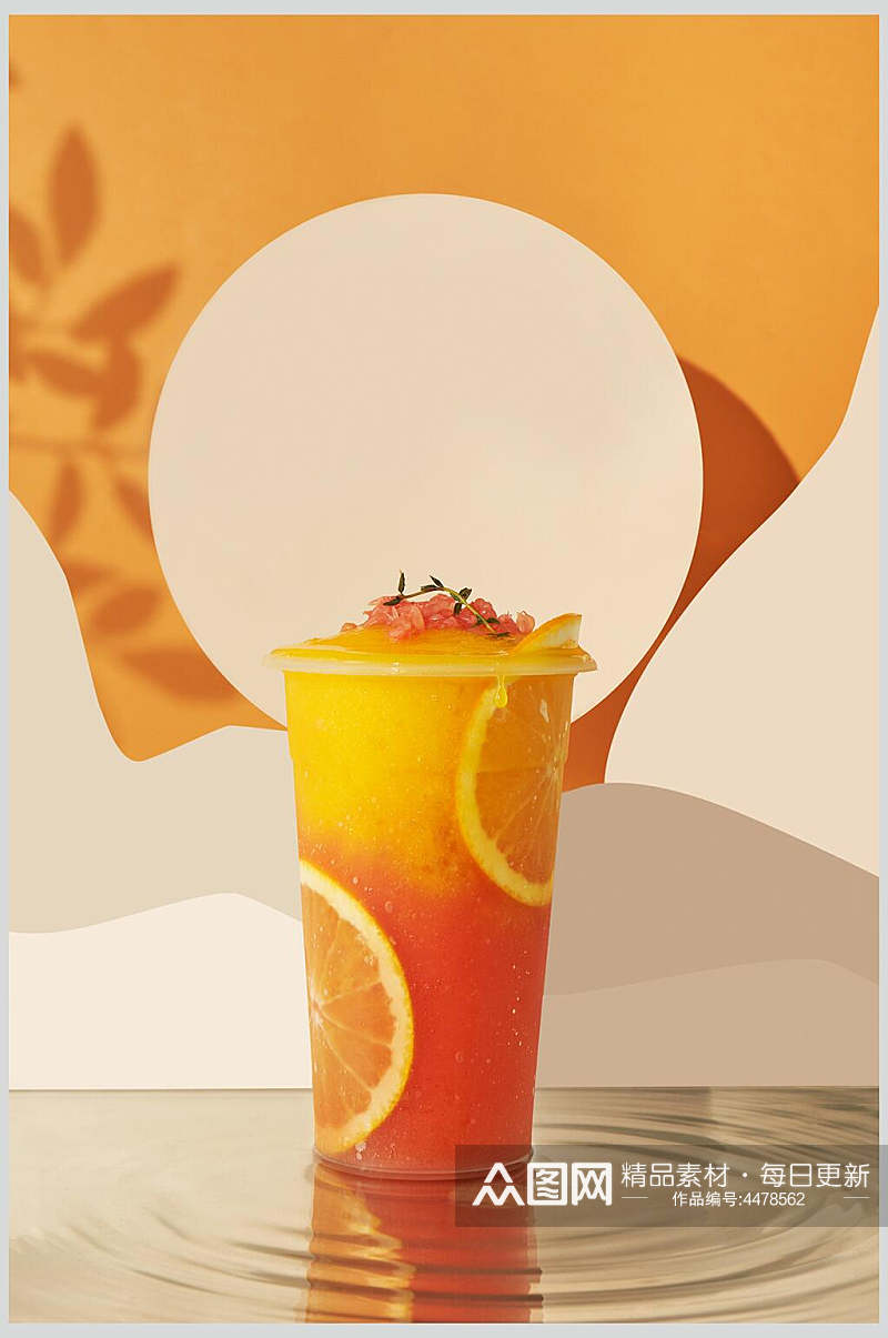 橙子水波纹奶茶甜品饮料图片素材