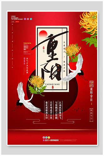 菊花鲜花中国风重阳节海报