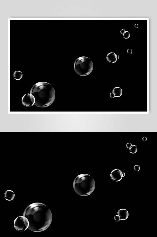 黑色圆形手绘简约清新晶莹泡泡素材