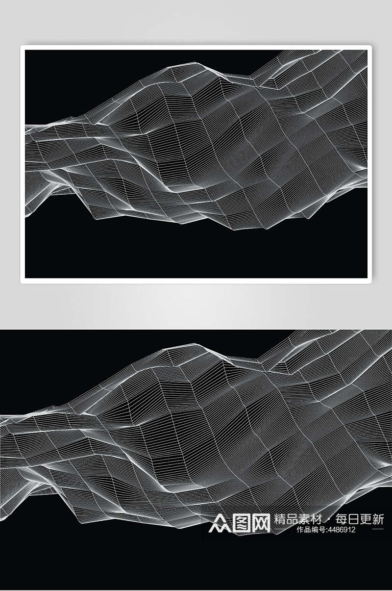 凹凸线条黑色抽象几何纹理矢量素材素材