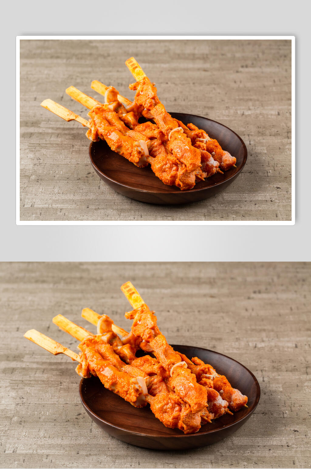 招牌骨肉相连木纹底火锅配菜图片素材