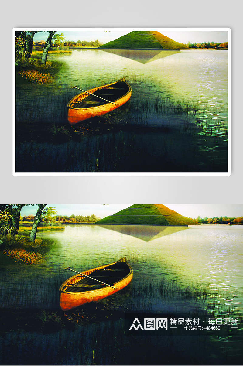 湖泊小船欧式田园风图片素材