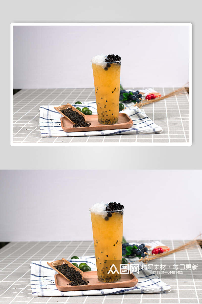 黑色珍珠奶茶芋圆甜品摄影图素材