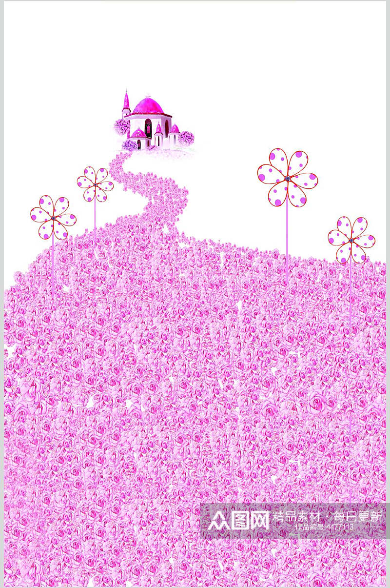 粉色花朵儿童卡通背景图片素材