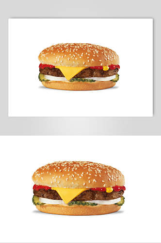 新鲜白底汉堡食物图片
