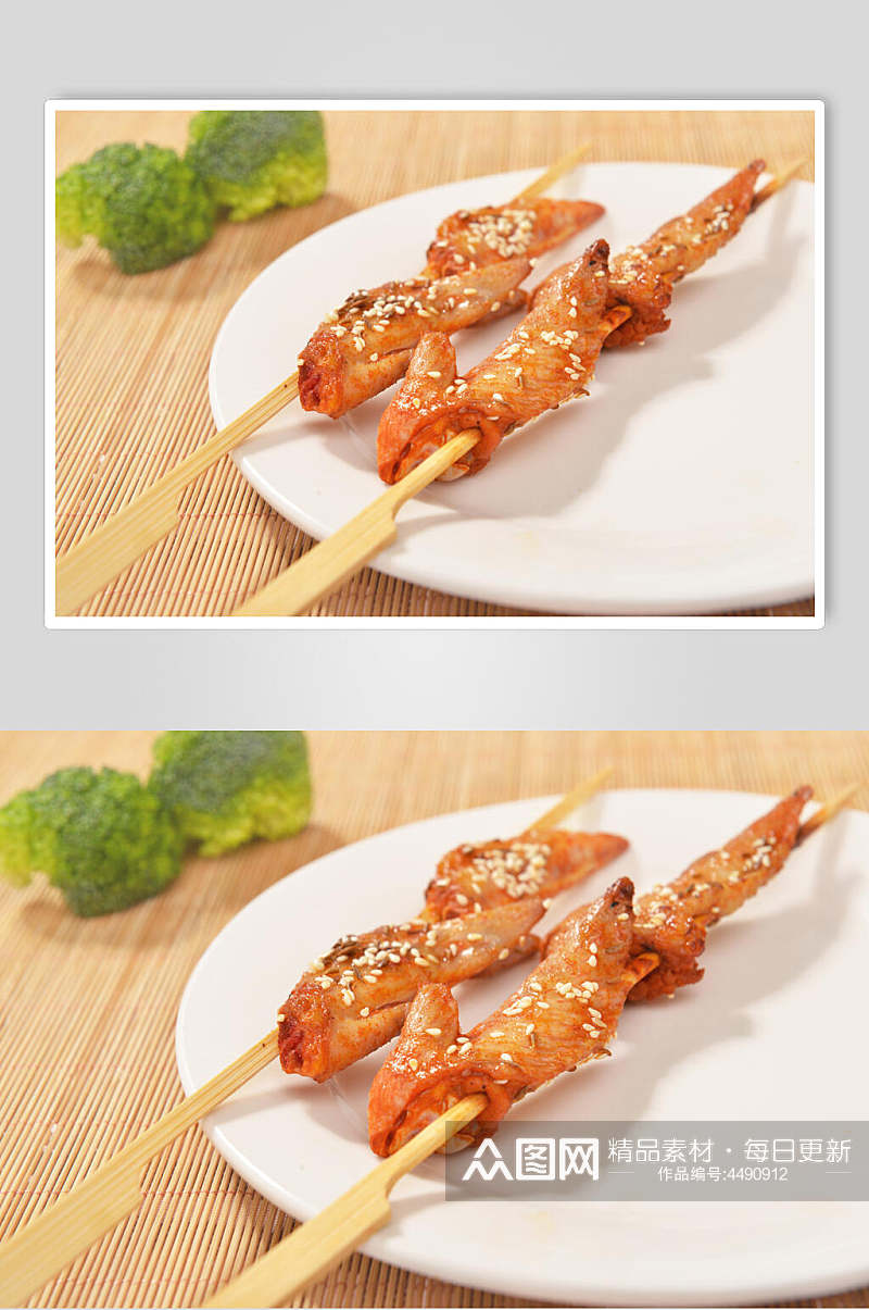 鸡翅尖鸡柳炸串烧烤餐饮食品图片素材
