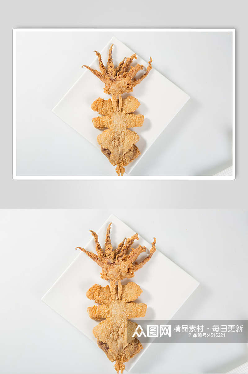 鱿鱼烧烤油炸美食图片素材
