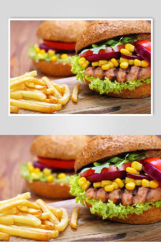 薯条餐饮汉堡美味效果图高清图片