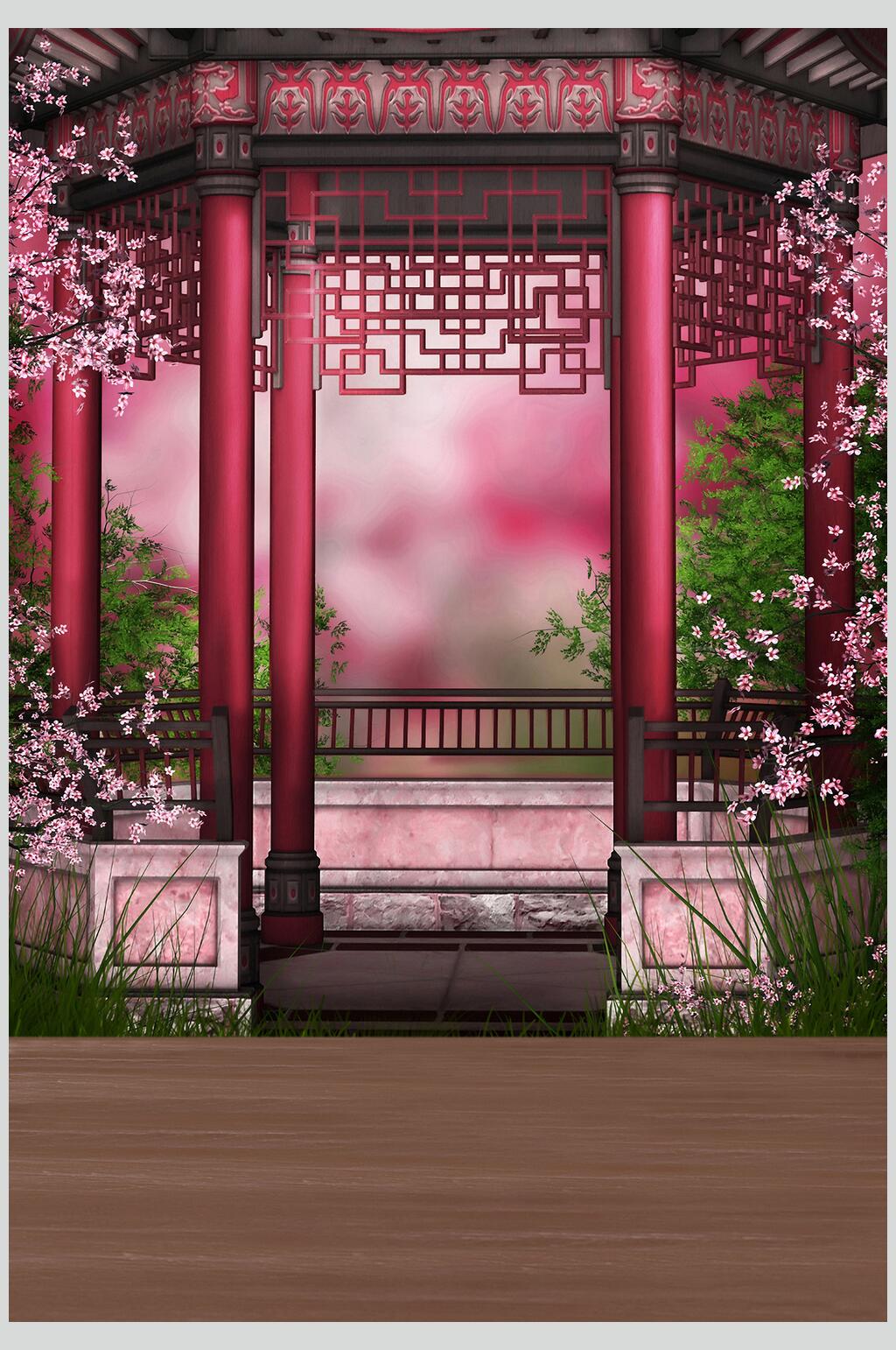 花朵凉亭场景背景图片素材