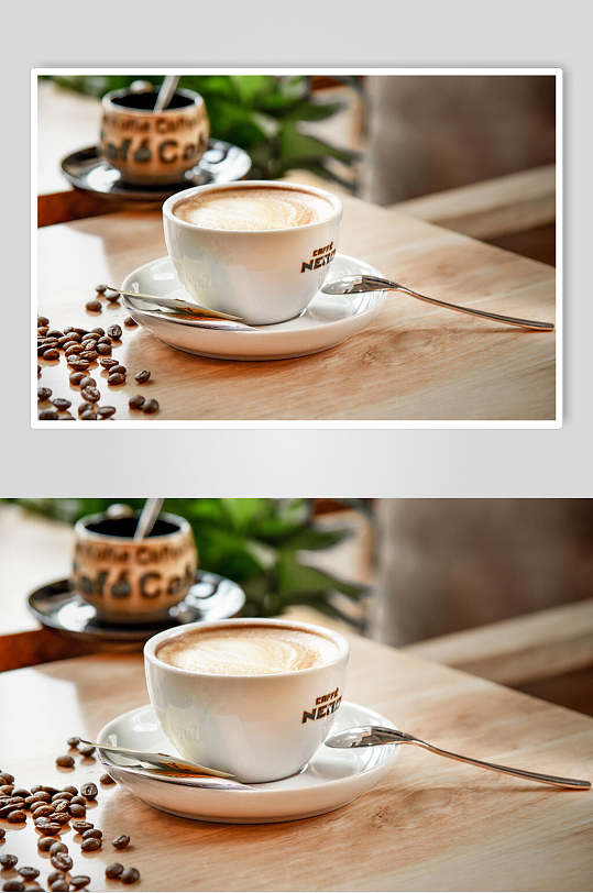 简约白色杯子咖啡拉花图案图片