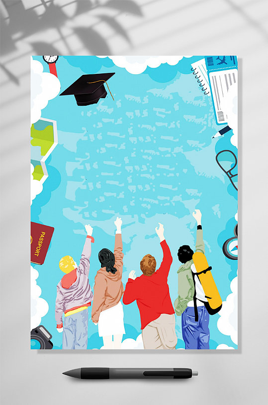 蓝色信纸背景word