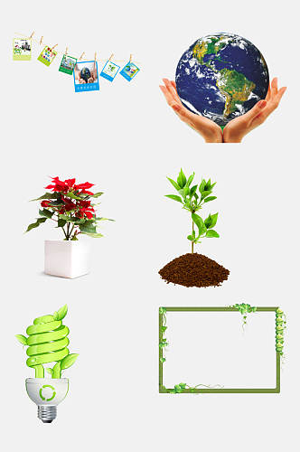 植物灯泡低碳环保手抄报插图免抠素材