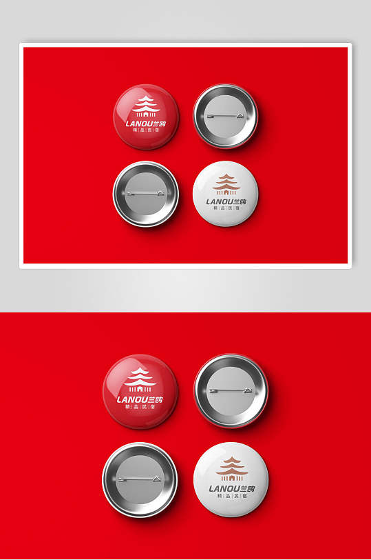 胸针民宿酒店品牌VI样机-众图网