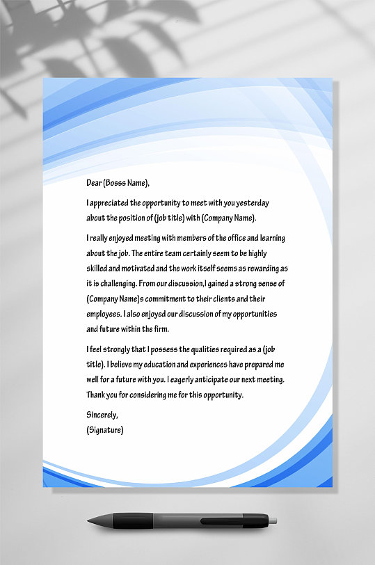 蓝色英文信纸背景WORD-众图网