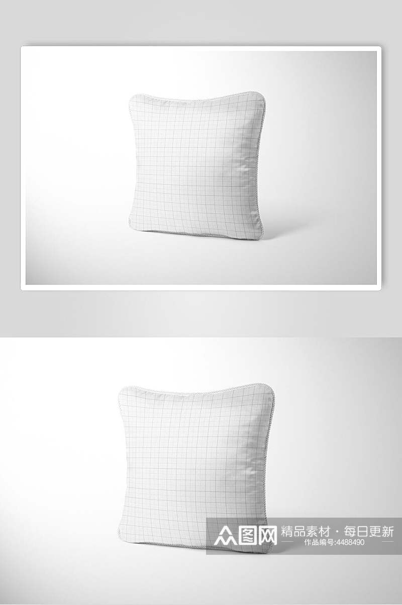 方格线条圆形边角灰色抱枕样机素材