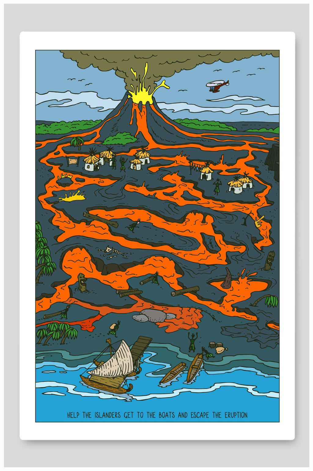火山迷宫矢量插画素材