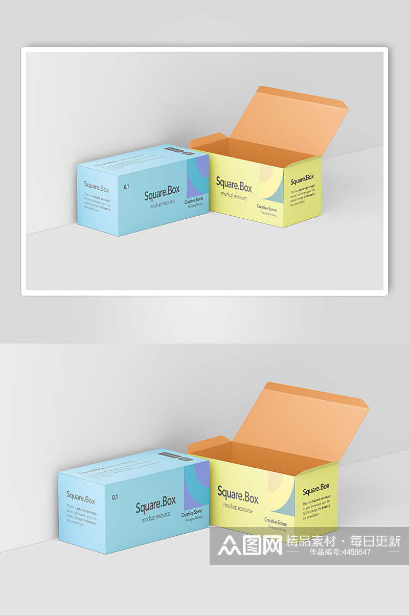 英文字母立体创意纸盒贴图样机素材