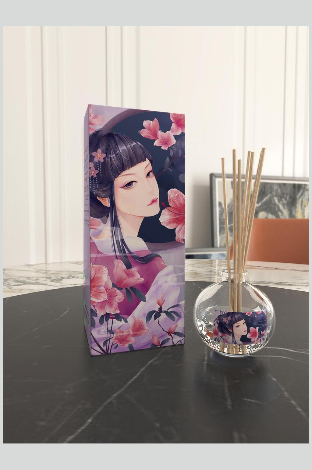 香薰袋子桌子简约风文创包装盒样机素材