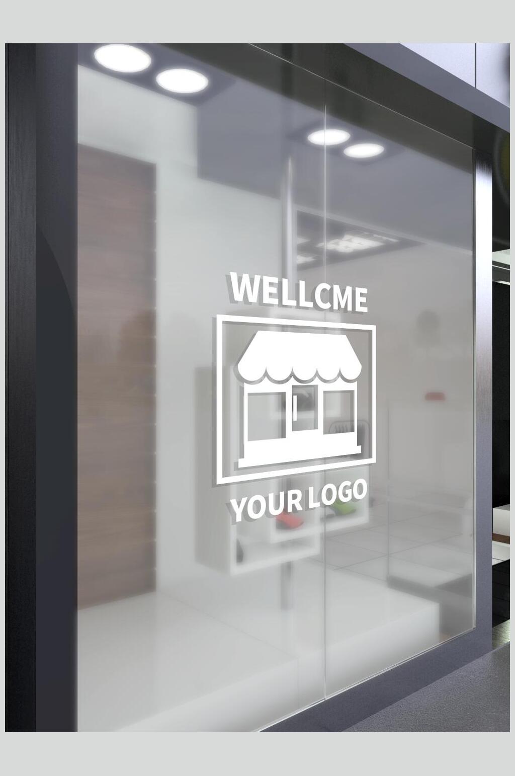 白色玻璃LOGO标志样机素材