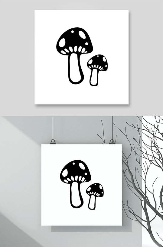 蘑菇黑色和酸性形状图案矢量素材